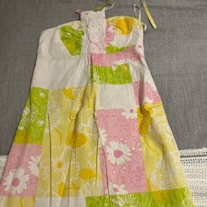 Cute summer dress patches, pink, white, and orange yellow